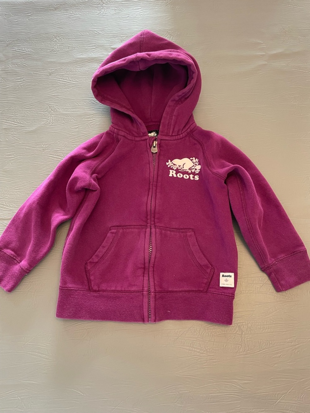 Roots Kids Hooded Zip-Up Sweatshirt in Berry Purple